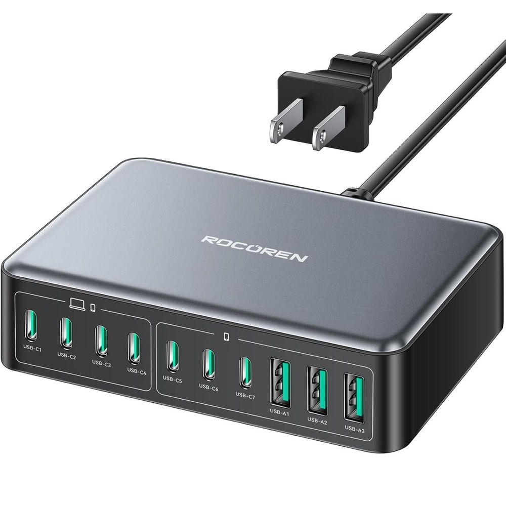 480W USB C Charger Block, 10 ports USB C charging station